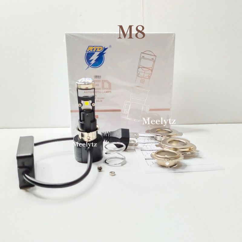 Lampu Utama Led RTD M8 Mini Projector H6 H4 HS1 cut off motor mobil