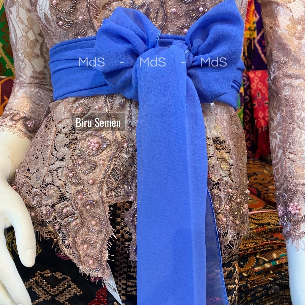 Selendang Crep Bali Panjang 2,5 Meter-Biru Semen