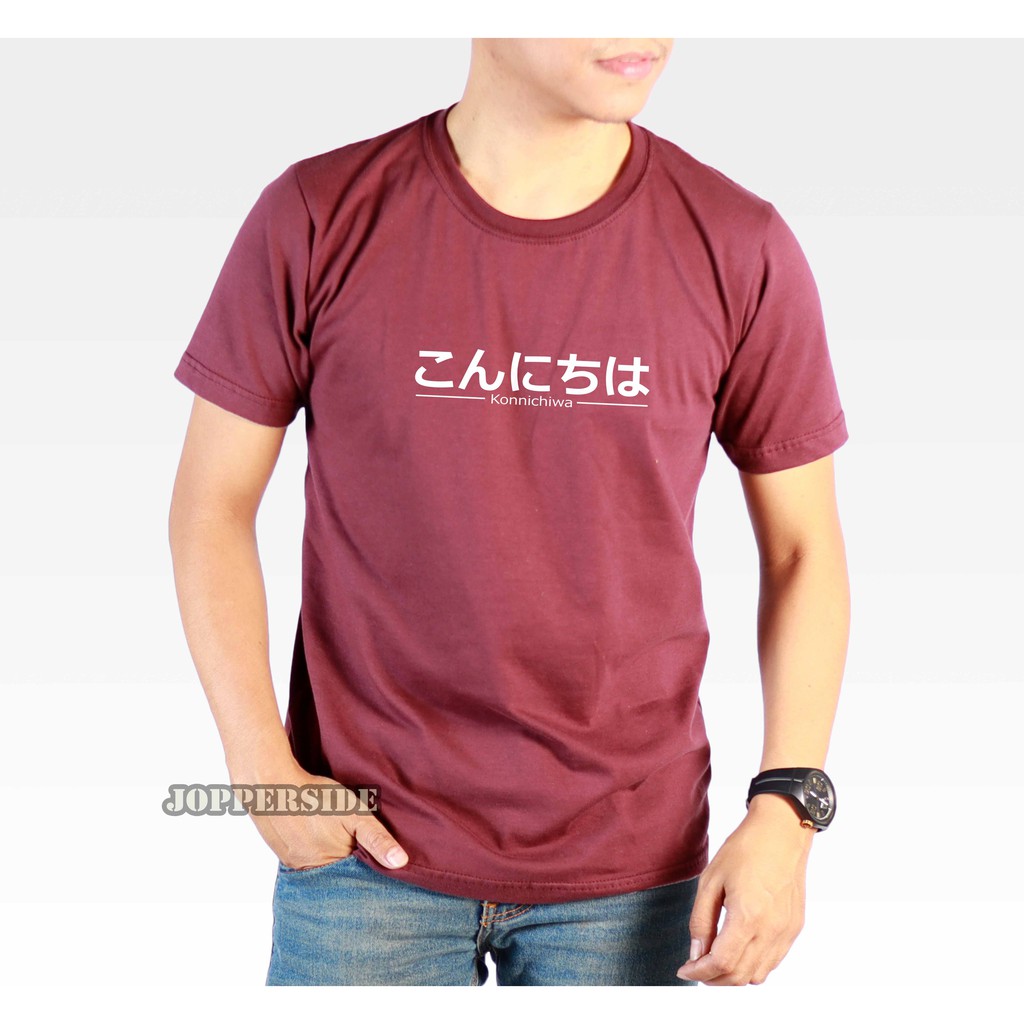 JOPPERSIDE TSHIRT KAOS DISTRO TULISAN JEPANG PRIA ORIGINAL PREMIUM KONNICHIWA TS46