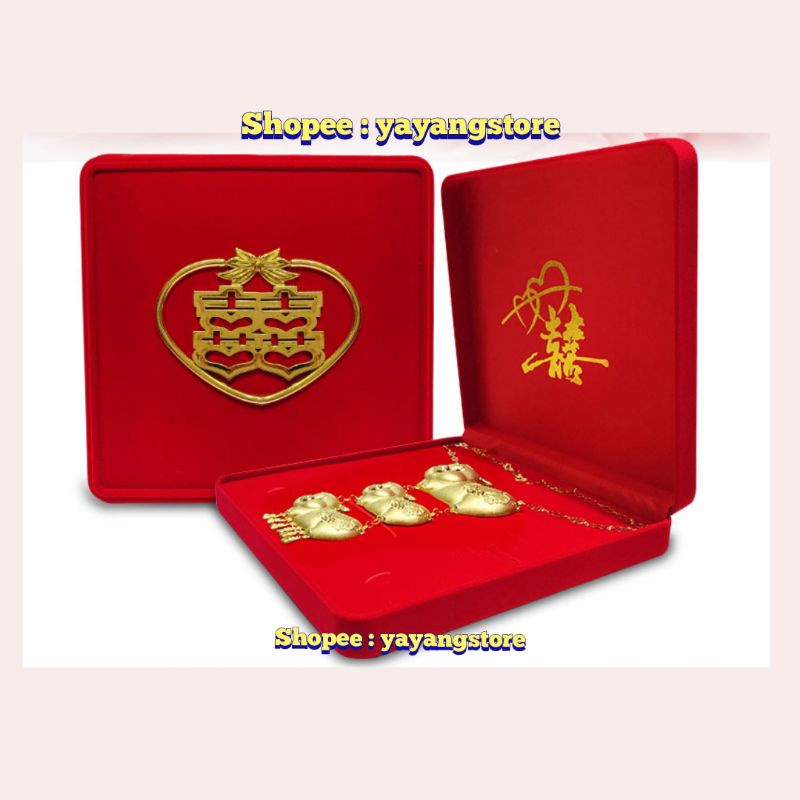 Kotak - Box - Tempat Perhiasan Set Kalung Cincin Gelang Anting Sangjit China Shuangxi xixi Seserahan Shuang xi Lamaran Pernikahan