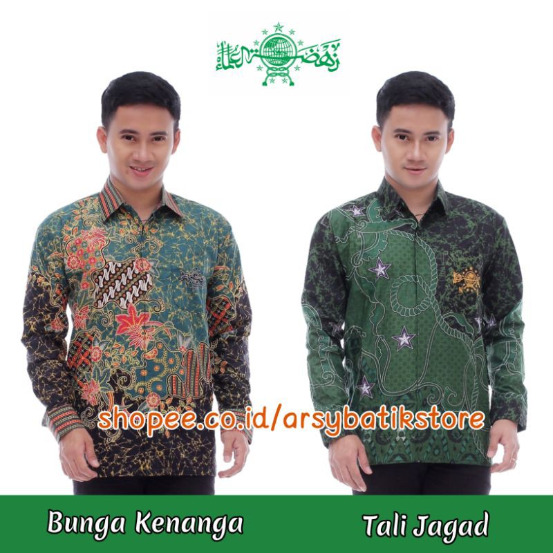 Kemeja Batik Nu Motif Bunga Kenanga/ Baju Batik Nu Motif Tali Bintang Batik NU Terbaru