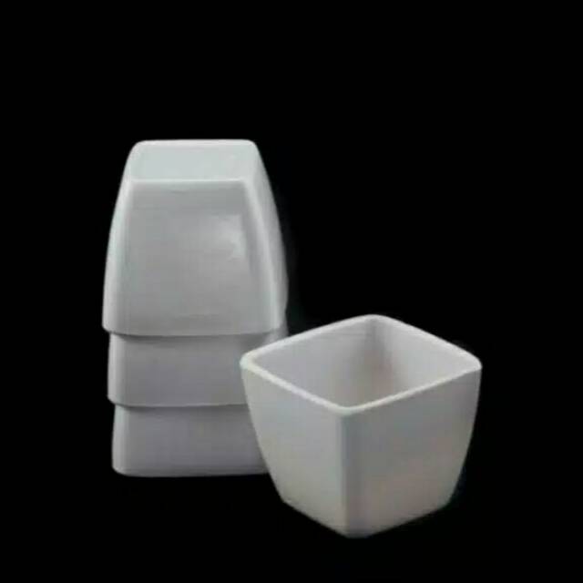 Vas Melamin Persegi Pot Bunga Melamin Putih Polos Bentuk Kotak