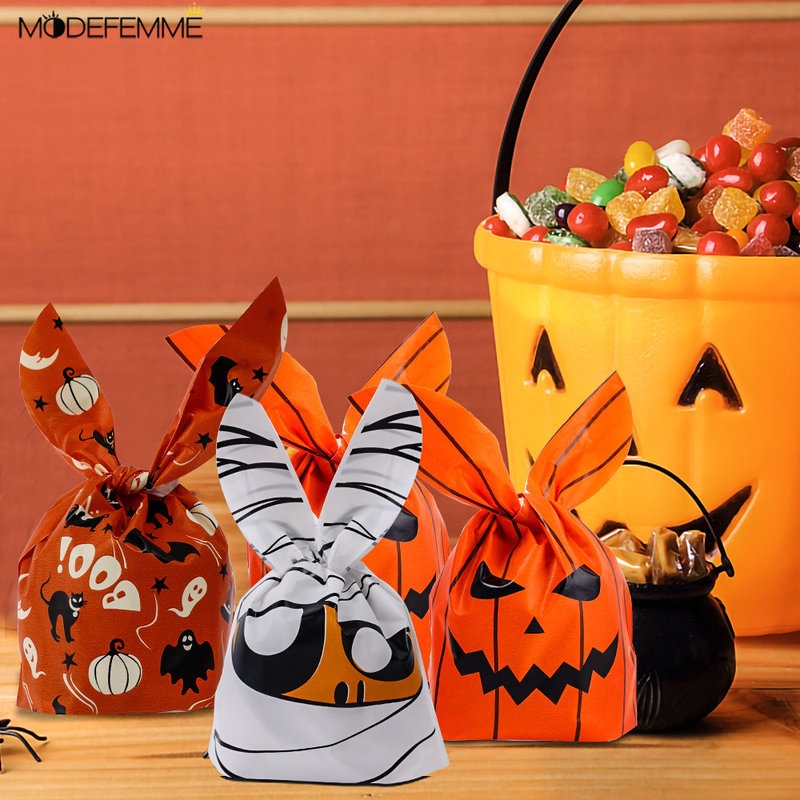 50pcs Tas Permen Desain Telinga Kelinci Untuk Dekorasi Halloween