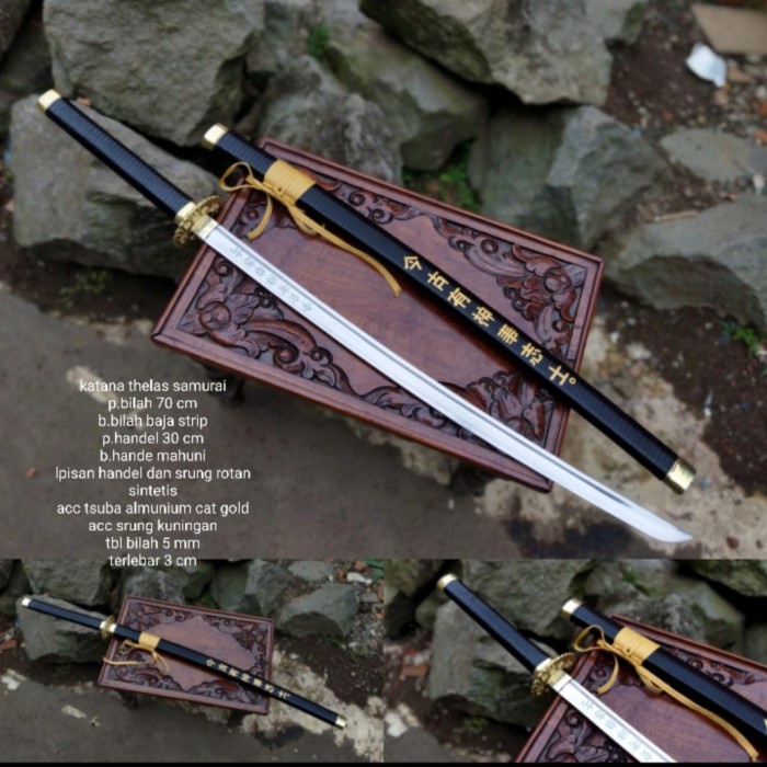 KATANA SAMURAI THE LAST BAJA STRIP HANDLE DAN SARUNG MAHONI LAPIS