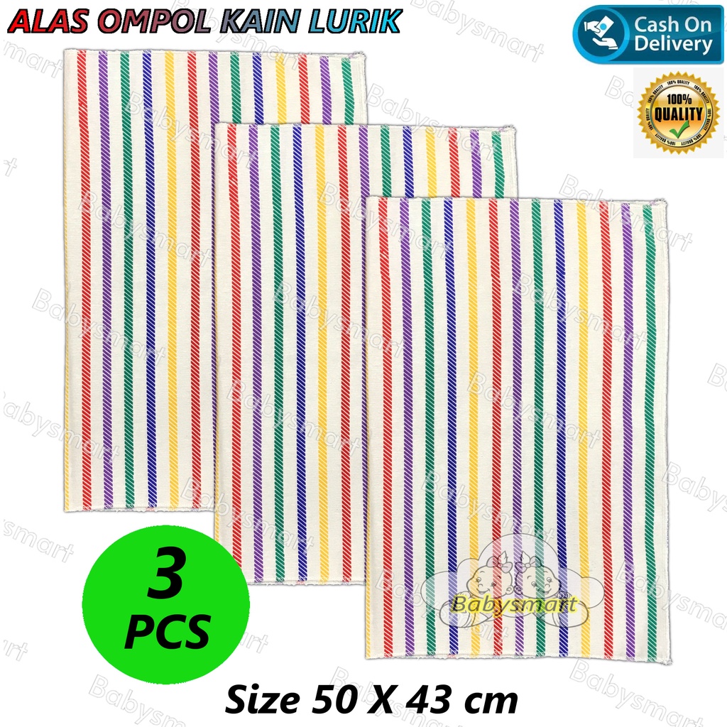 Babysmart - 3 Pcs Alas Ompol Lurik Bayi Baru Lahir New Born Size 50 x 43 cm/Perlengkapan Bayi/selimut bayi