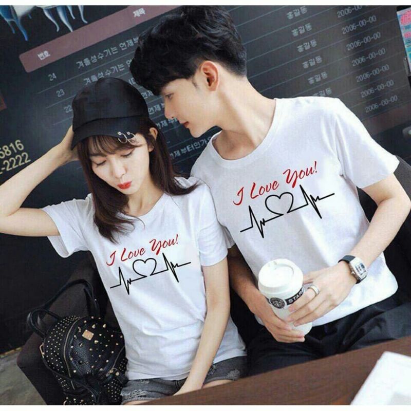 kaos couple i love you lengan pendek - baju pasangan pacaran