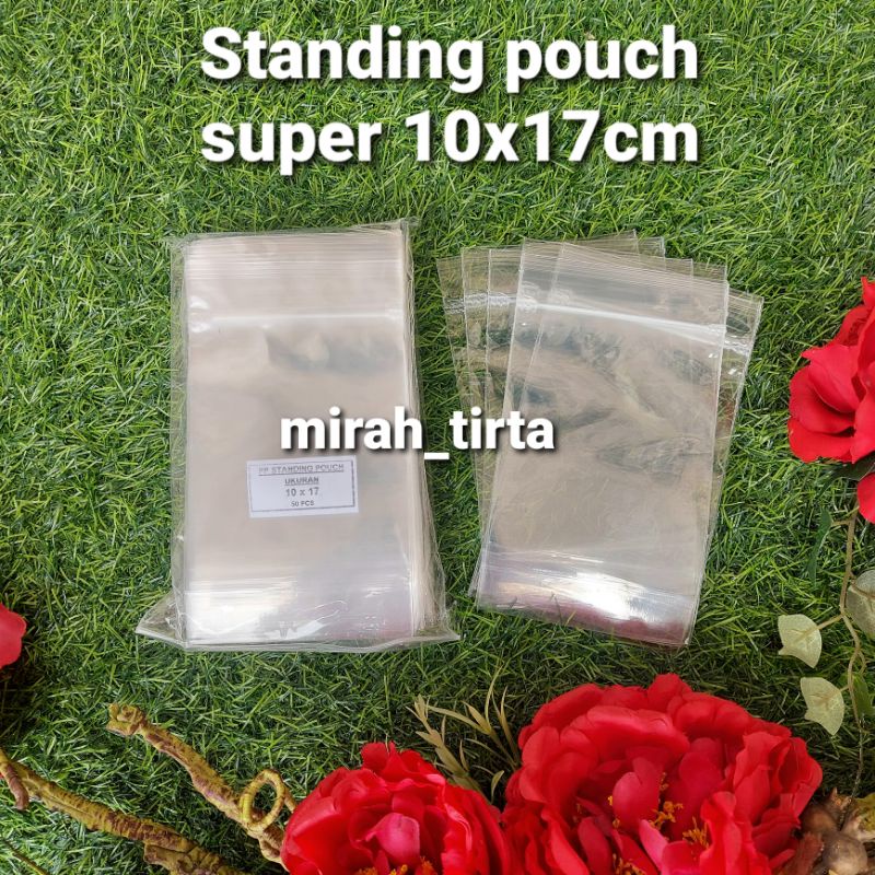 10x17cm standing pouch super. plastik stp super 10x17. plastik berdiri . plastik klip standing