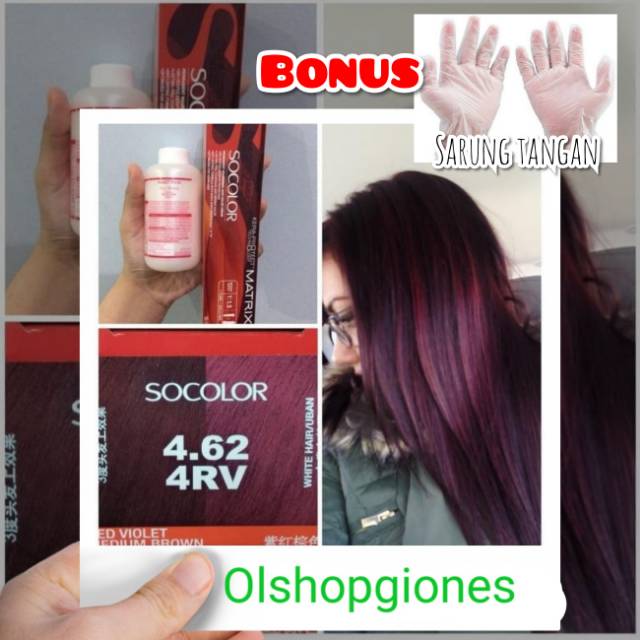 CAT Matrix Socolor 4.62 Red Violet + oxydant campuran cat rambut Hair Color menyamarkan Uban