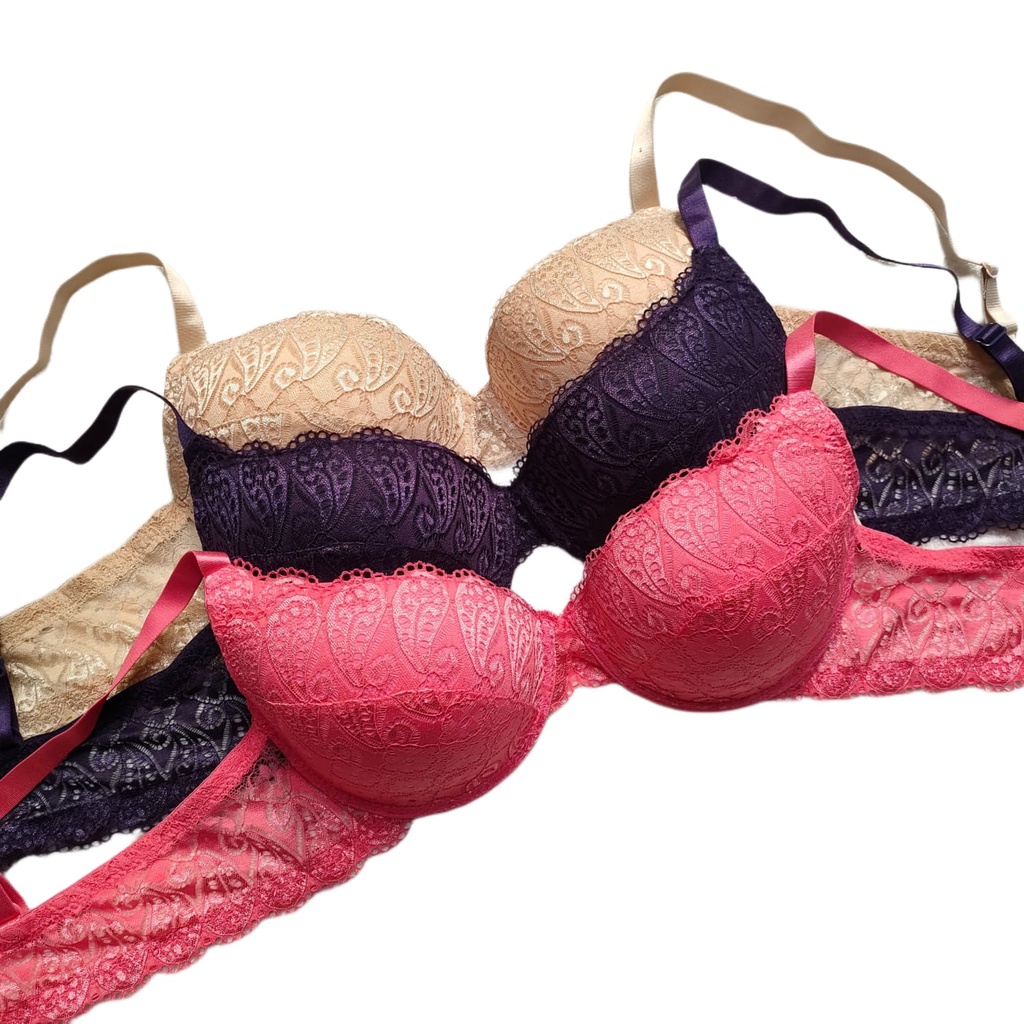 Bra Wanita Kawat Renda Bra Push Up Brukat Busa Tebal Sexy Bra Big Size Import