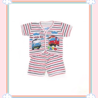 Setelan baju  bayi  lucu murah meriah gambar tayo bahan adem  