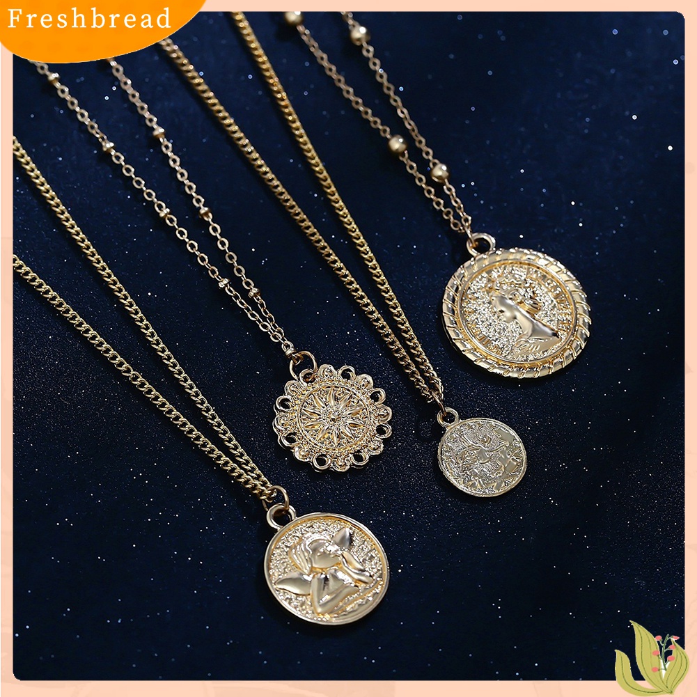 【Fresh】❀Vintage Women Multi-layer Alloy Queen Head Pendant Chain Necklace Jewelry Gift