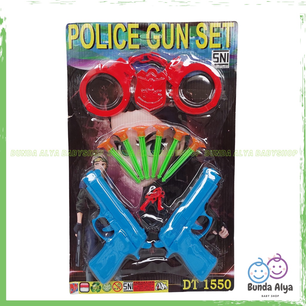 Mainan Anak Pistol Polisi / Tembak Tembakan Set Borgol - Set Mainan Borgol Pistol - Mainan Edukasi Anak  Mainan Police Gun Set Bahan PLastik - Mainan Tembakan SNI