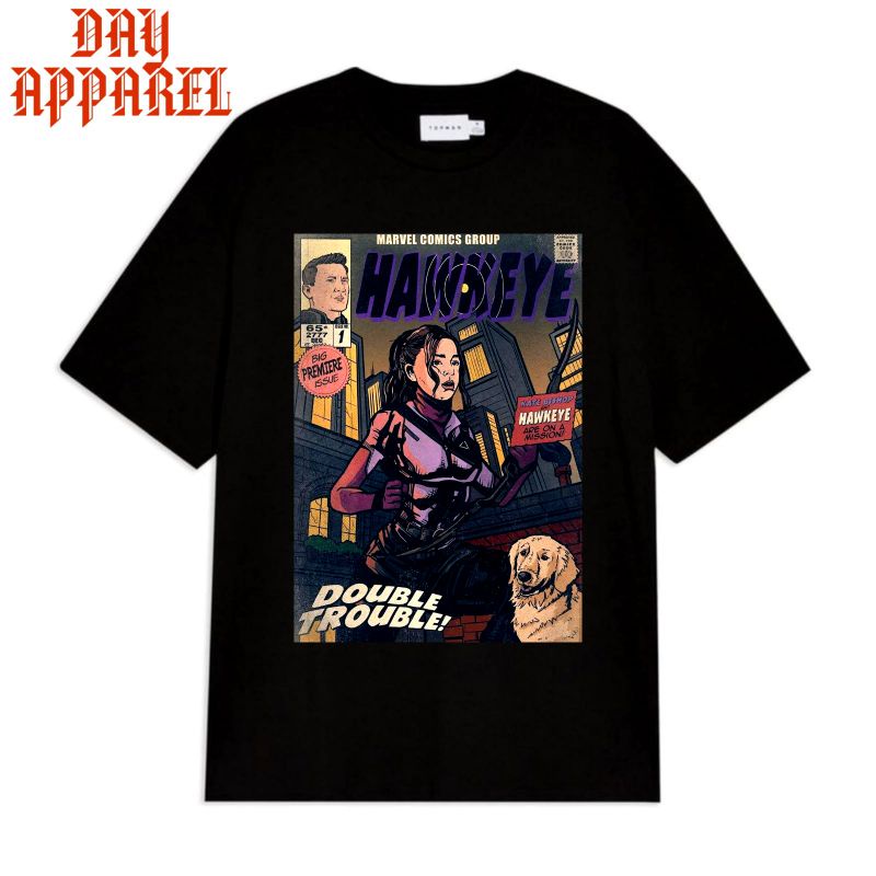 KAOS BAJU COMIC MARVEL HAWKEYE / TSHIRT MARVEL VINTAGE / KAOS PRIA WANITA HITAM