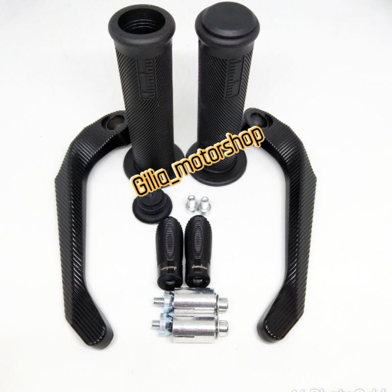 Proguard Pelindung Stang Hitam Proguard Handguard Jalu Stang plus handgrip Bulu Domino Universal(paket)