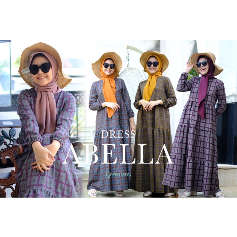 Abella Dress Gamis Kotak Bahan Semi Woll by Greenism