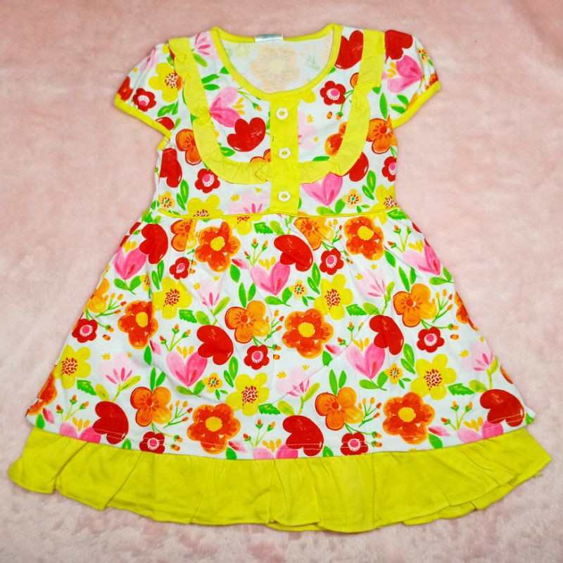 Ss#1010 Dress Anak Perempuan size 1-2tahun / Pakaian Anak Cewek / Dress Bunga / Dress Anak Lucu