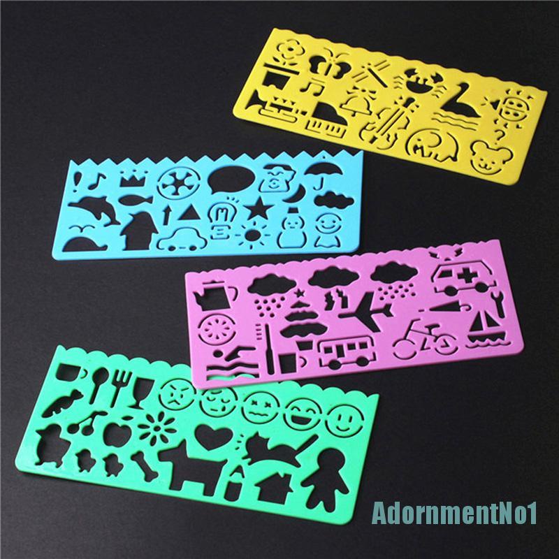 (AdornmentNo1) 4pcs / Set Penggaris Template Gambar Kartun Gaya Korea Untuk Stationery