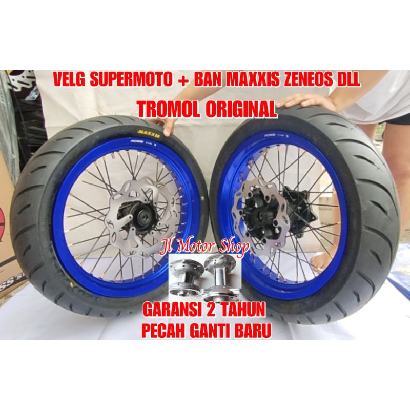 WHEELSET - Paket Velg Supermoto Super Moto KLX S L G BF - D-Tracker 150 BAN MAXXIS IRC ZENEOS