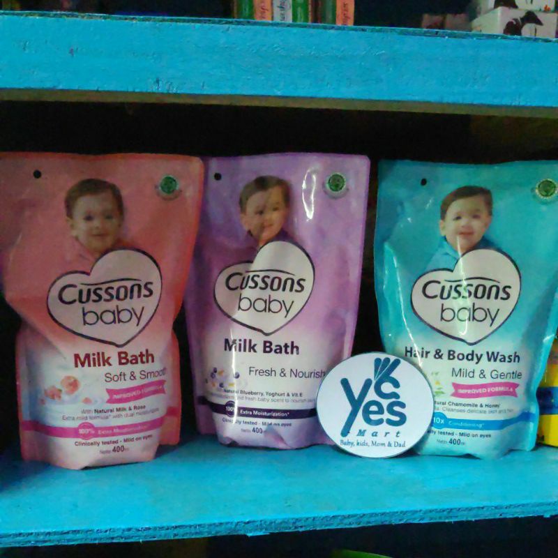 Cussons baby 400ml Milk bath Pink Ungu Hair &amp; Body Wash Biru Cusson Soft Smooth Cuson Fresh Nourish Sabun Mandi Bayi Cair