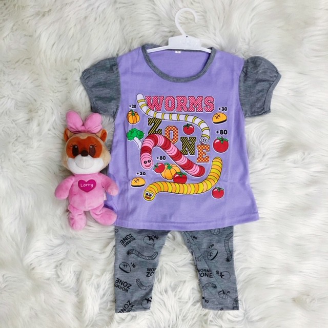 STELAN ANAK PEREMPUAN WORM ZONE / BAJU ANAK