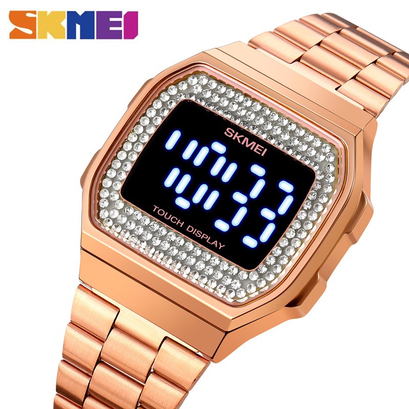 SKMEI 1807 Jam Tangan Wanita Pria Digital Touch Screen Display Chronograph Tali Stainless Steel WATCHKITE WKOS