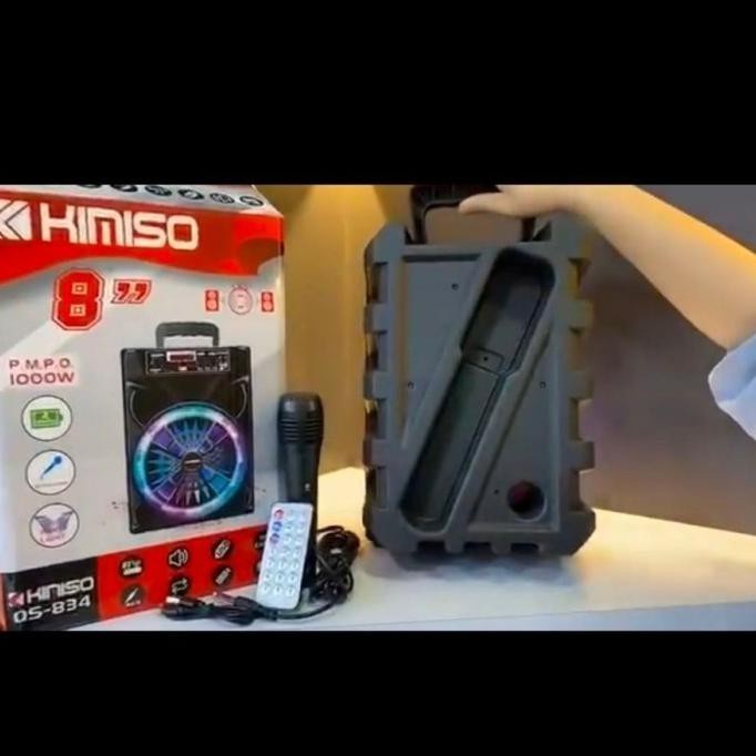 *COD* Speaker Portable Kimiso QS-834 Karoke 8 Inch Free Microphone + Remote