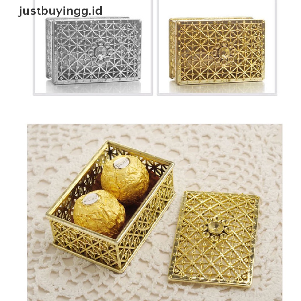 (Justbuyingg.Id) Kotak Permen / Kue Mini Hollow Foil Emas Untuk Suvenir Pernikahan