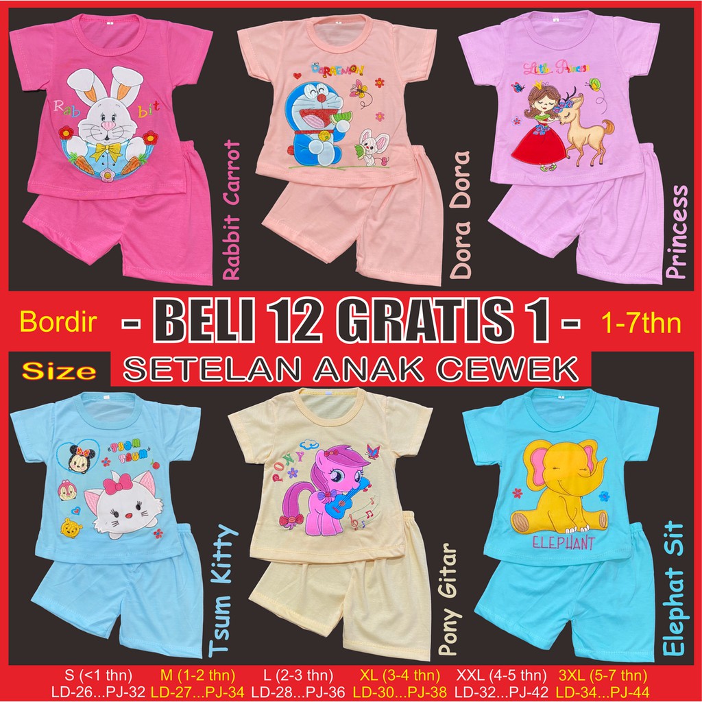 RAINBOW SETELAN / SET BAJU ANAK CEWEK 1- 7 TAHUN &quot;BORDIR SERIES PART 3&quot;