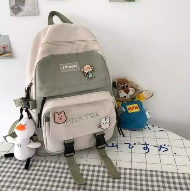 QISSWA_STYLISH KOREAN BAGPACK / TAS KOREA KEKINIAN / TAS REMAJA WANITA BARU / RANSEL SEKOLAH CEWEK MURAH / TAS KULIAH CEWEK / KOREAN BAGPACK / CUTE SCHOOL BAG / KOREAN AESTHETIC BAG / TAS ESTETIK / TAS SEKOLAH LUCU / WATERPROOF BAG