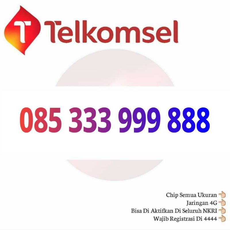 nomor cantik telkomsel kartu As 333 999 888