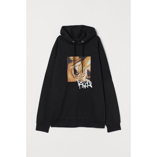 Hoodie Jaket Pria Wanita HnM H&amp;M Metallica Justice Damage Hitam / Ariana 7rings Hitam Full Tag