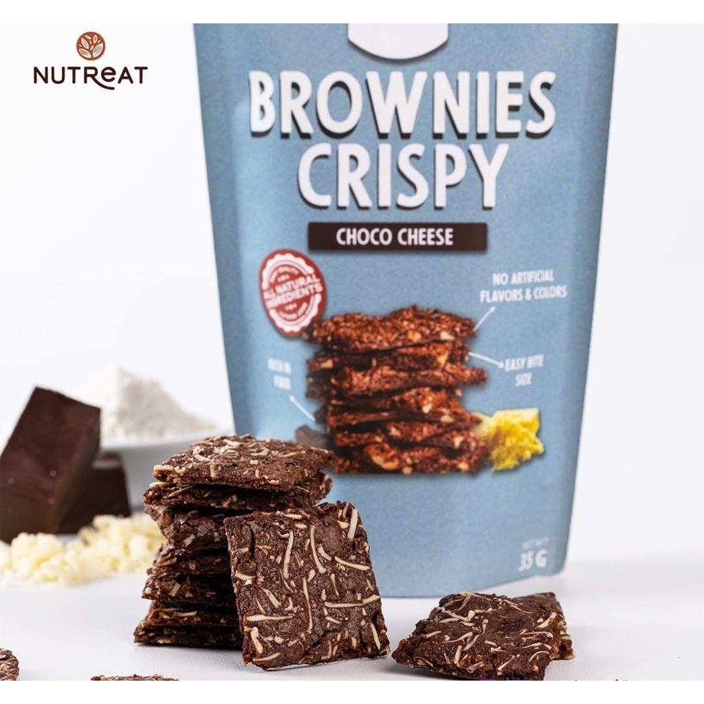 NUTREAT Brownies Crispy 35g - Choco Cheese / Choco Almond - Healthy Snack