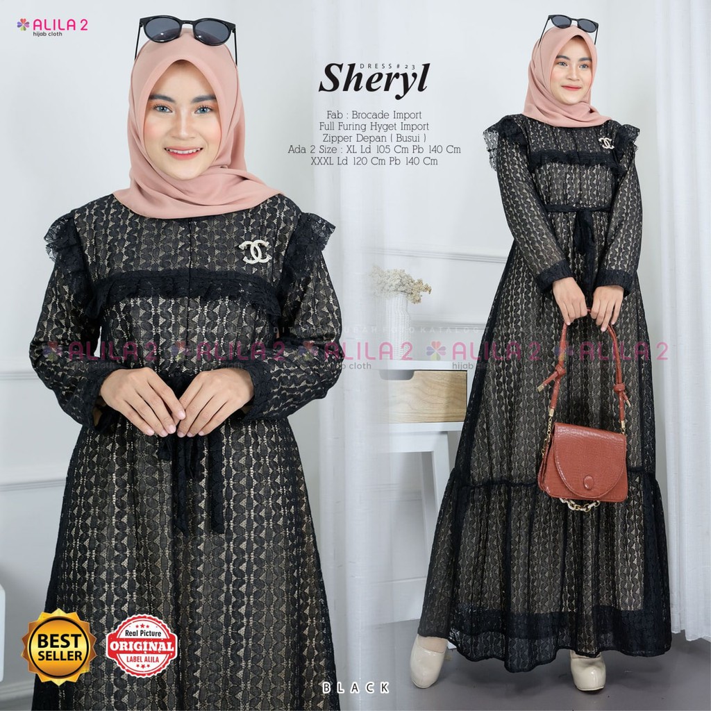 GAMIS BROKAT SHERLY#23#24 ORI ALILA / DRESS BUSUI Brokat import full furing LD 105 & 120