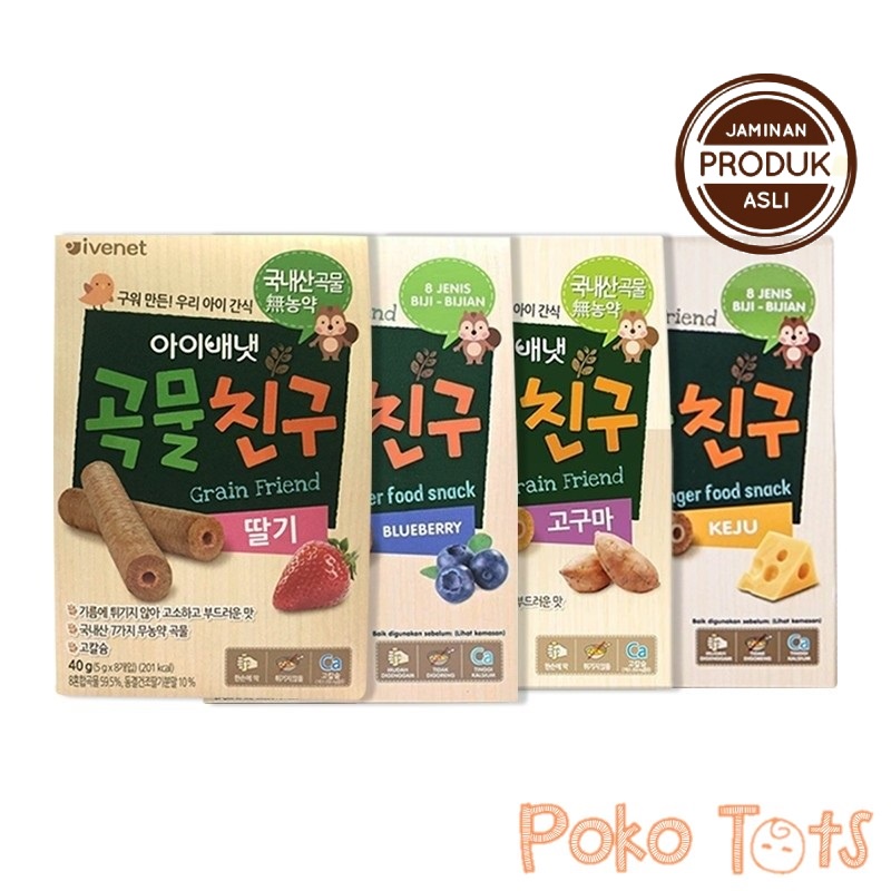 Ivenet Grain Friend Finger Food Snack 8pcs x 5gr Biskuit Roll Snack Sehat Bayi Original Korea WHS