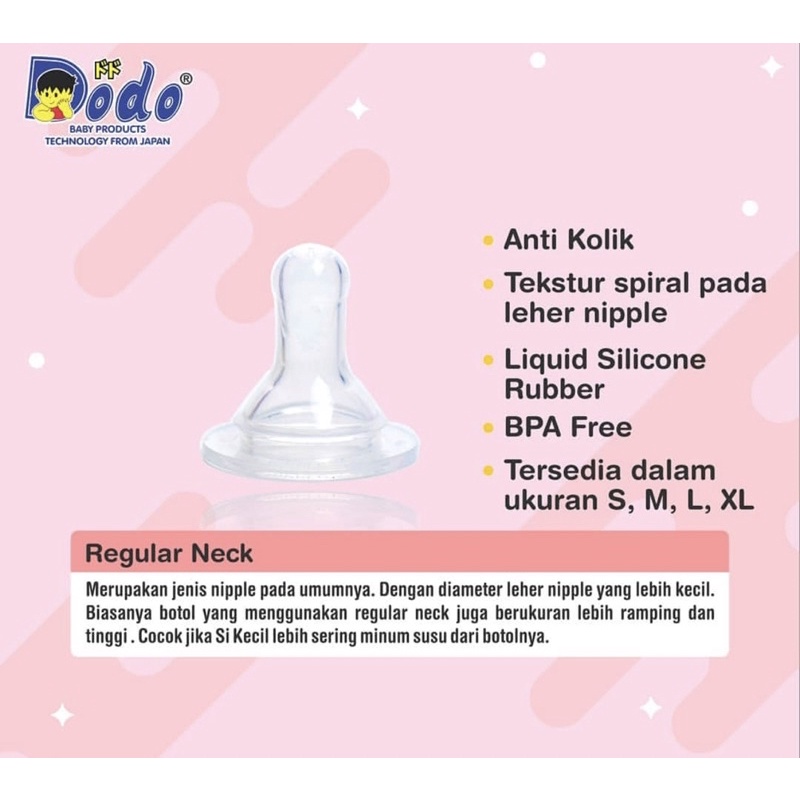 Dodo Nipple Blister 2Pack/3Pack Slim Neck - Nipple Botol Bayi