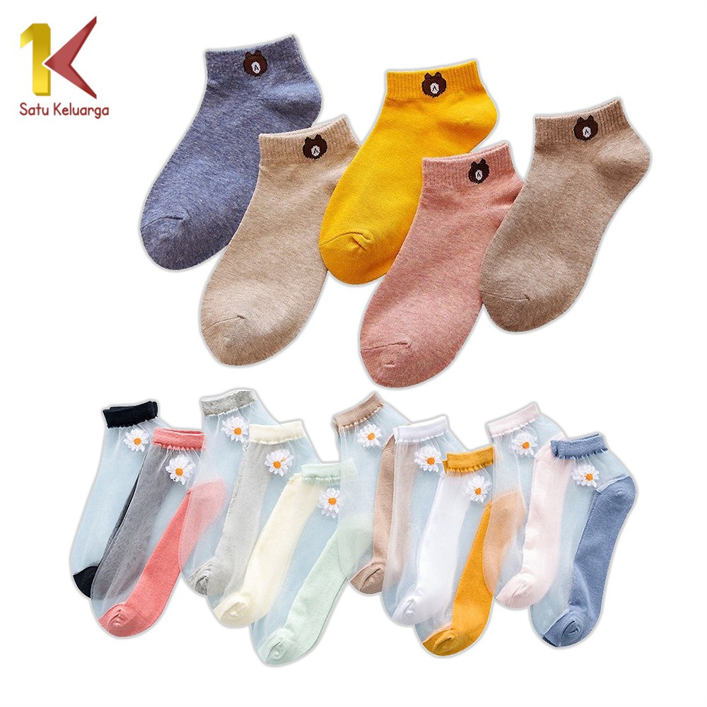 Satu Keluarga Kaos Kaki P32-33 Kaus Kaki Wanita Pria Motif Bear / Kaos Kaki Ankle Korea Daisy Dewasa