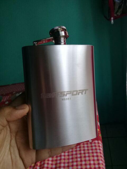 Botol Minum Wine Flask Stainless Steel Bentuk Kotak Flask Hip Square Shape 8oz - Silver