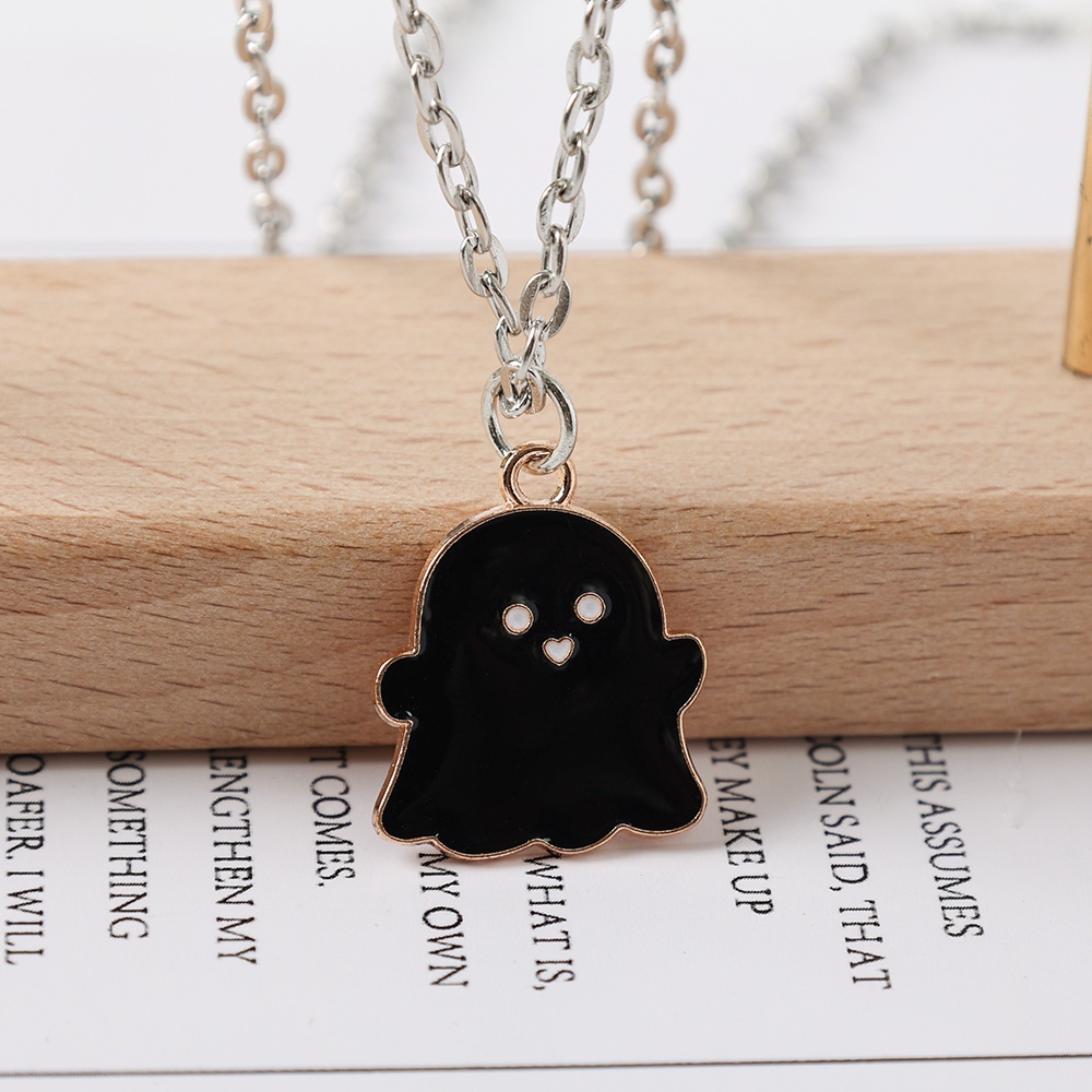 Kalung Desain Hantu Warna Hitam Putih Gaya simple Netral