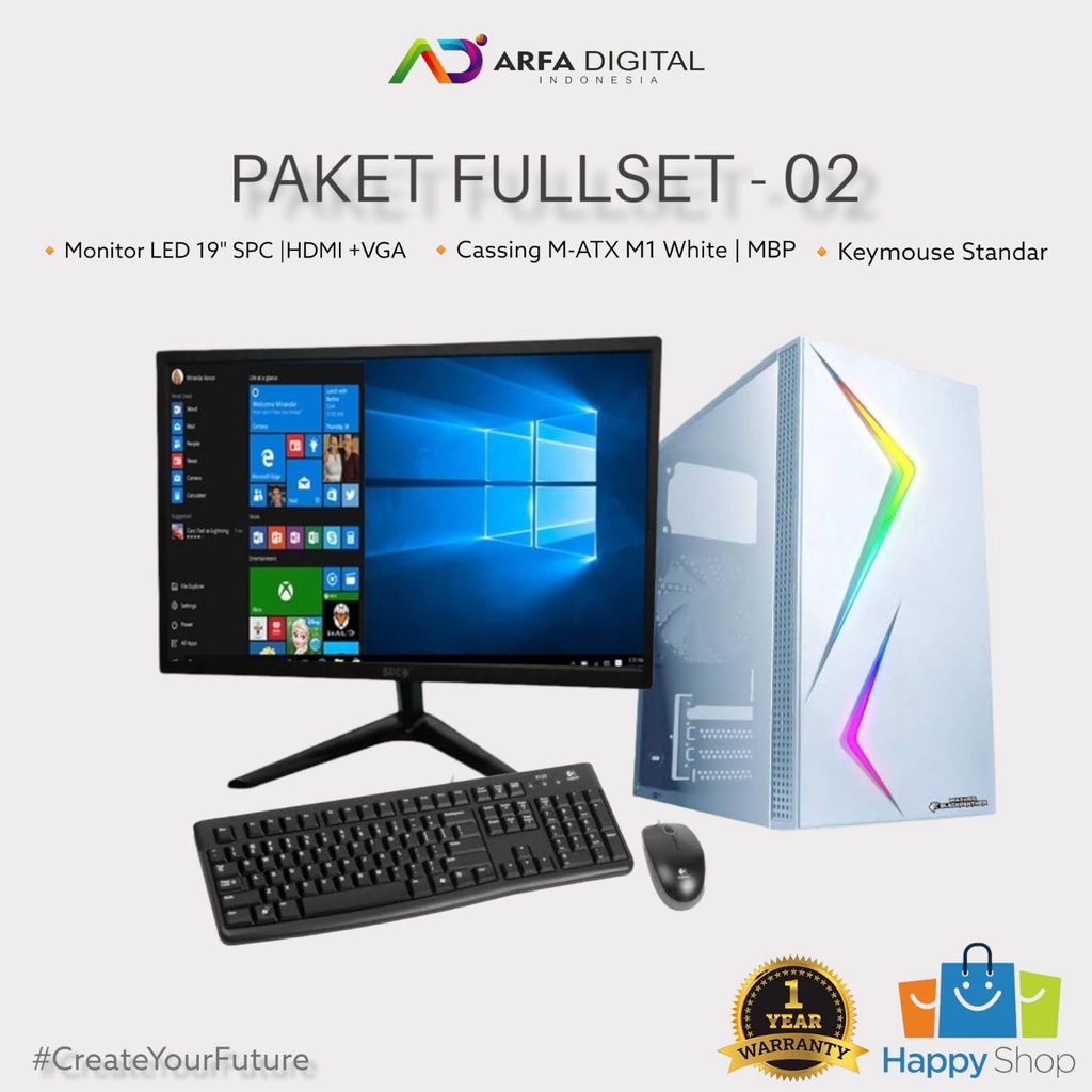 Komputer Full Set Murah Intel Core I5 Ram 8GB SSD 120GB HDD 500GB LED 19