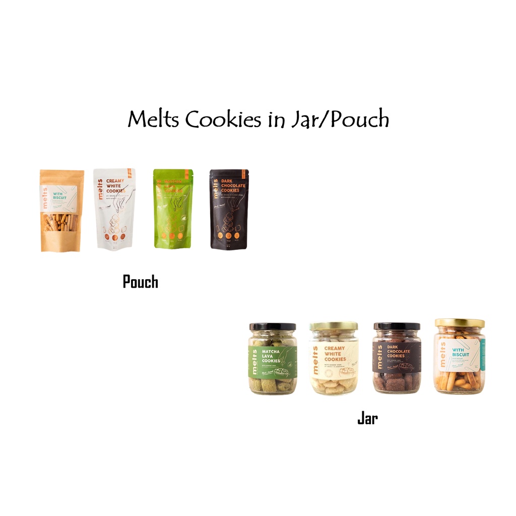 

Melts Cookies in Pouch/Jar With Biscuit Dark Choco Matcha White Creamy