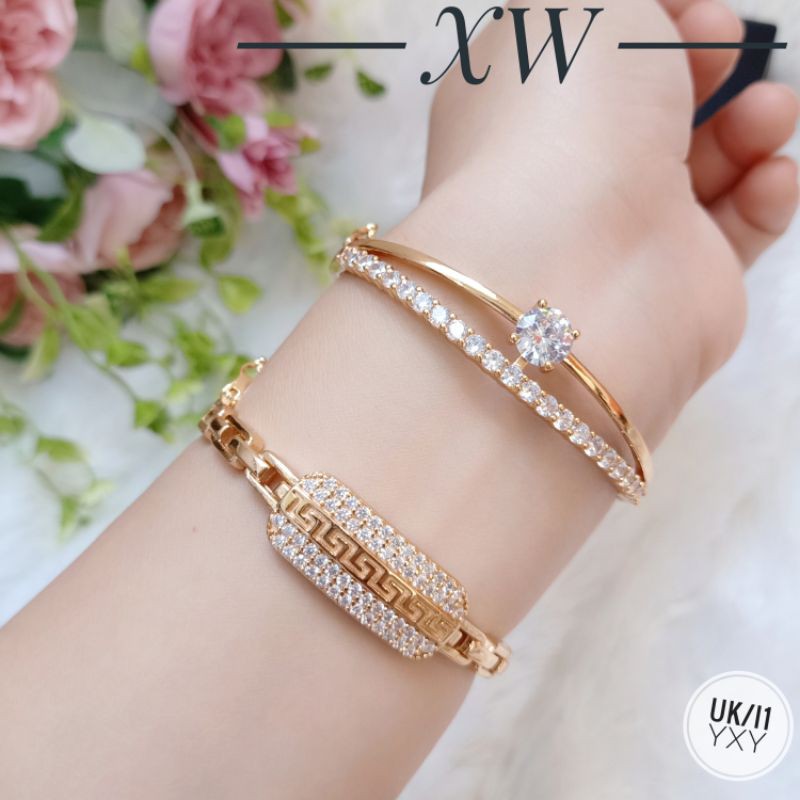 Gelang Yaxiya Bangle Zircon Gold G06006