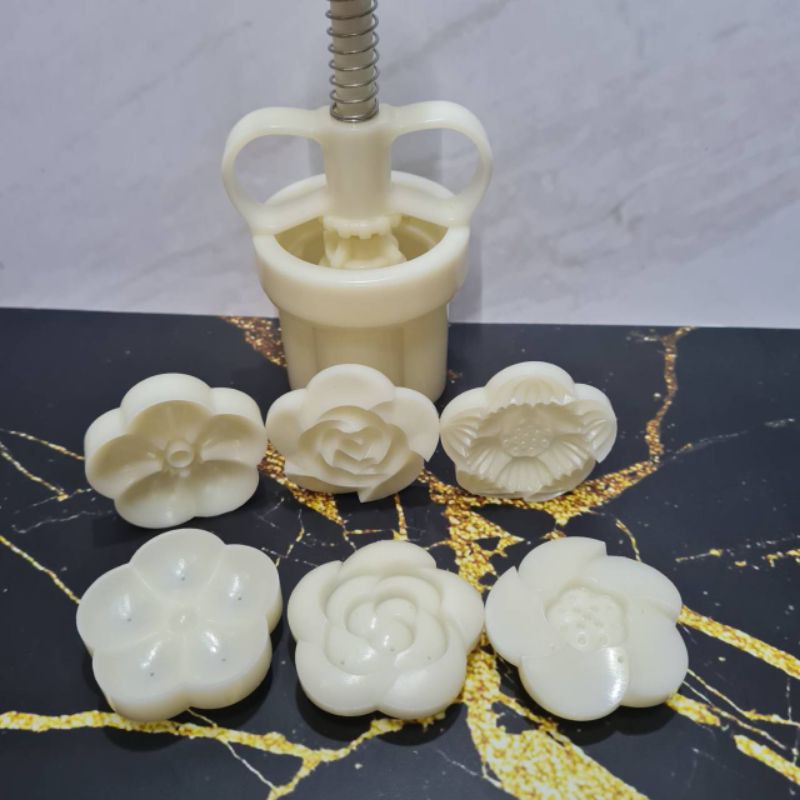 set 6pcs cetakan Nastar Flower press 50gr / mooncake mould / cetakan kue bulan / cookie mold