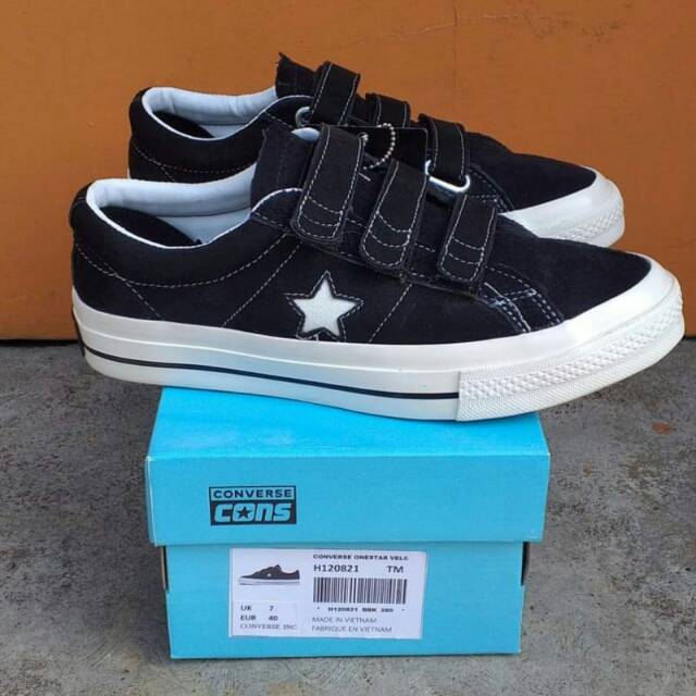 Sepatu Converse ONE STAR VELCRO BLACK WHITE