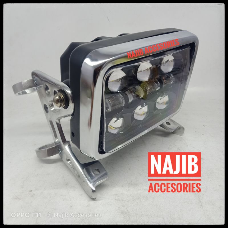 Lampu Daymaker Kotak 10 Sisi LED Hitam PNP GL MAX/PRO, GL 100, HONDA WIN, RX KING Set Batok set Brak