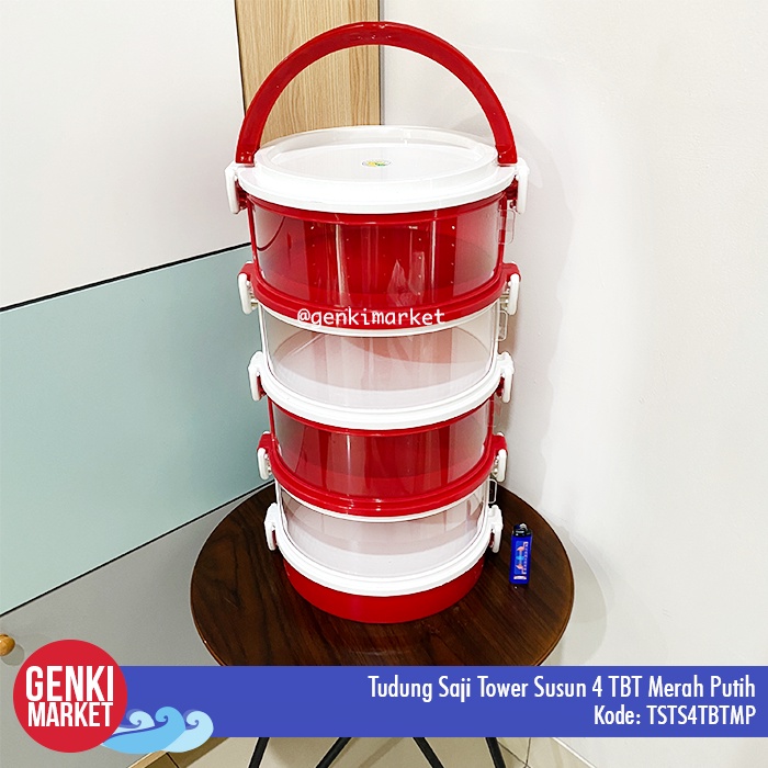 Rantang Jumbo Tudung Saji Sayur Daging Anti Debu 4 Susun Susun 4 Rantang / Tudung Saji Tower Susun 4