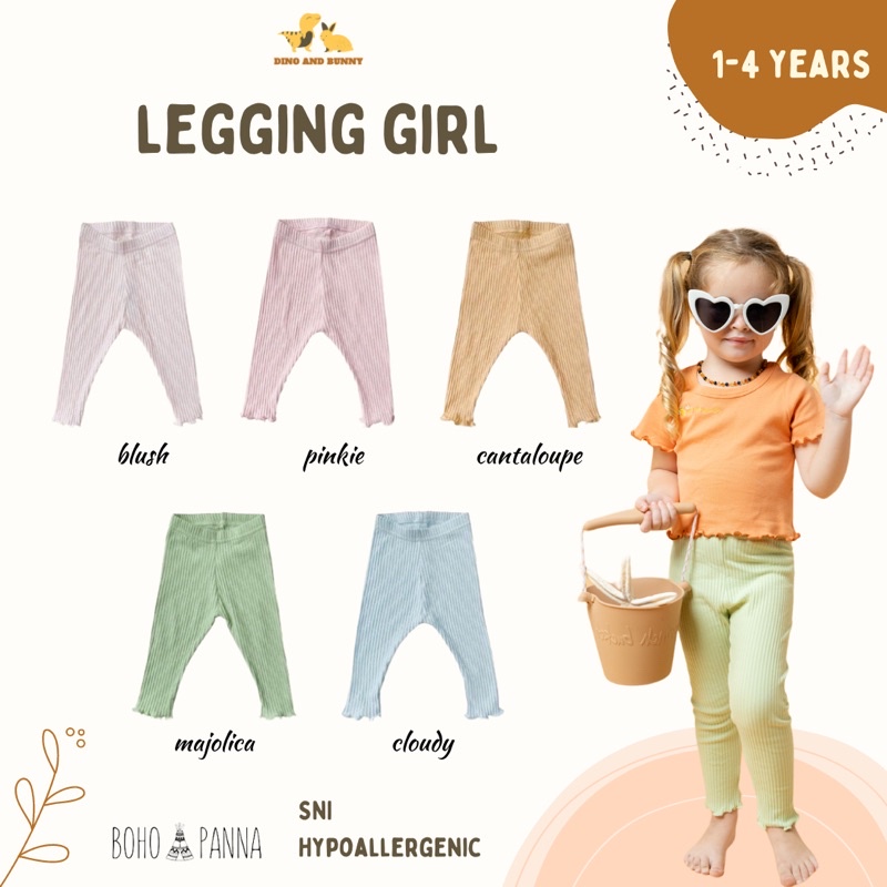 DINOANDBUNNY - LEGGING GIRL - Bohopanna Bohobaby - Bawaha Celana Leging Bayi Anak Ruffle Newborn - 4 Tahun - Celana Anak Perempuan