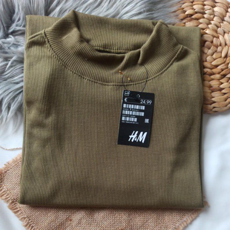 Baju Wanita Rib Premium Turtleneck Lengan Pendek / Turtleneck Viral Korea/  Kaos Rib Premium