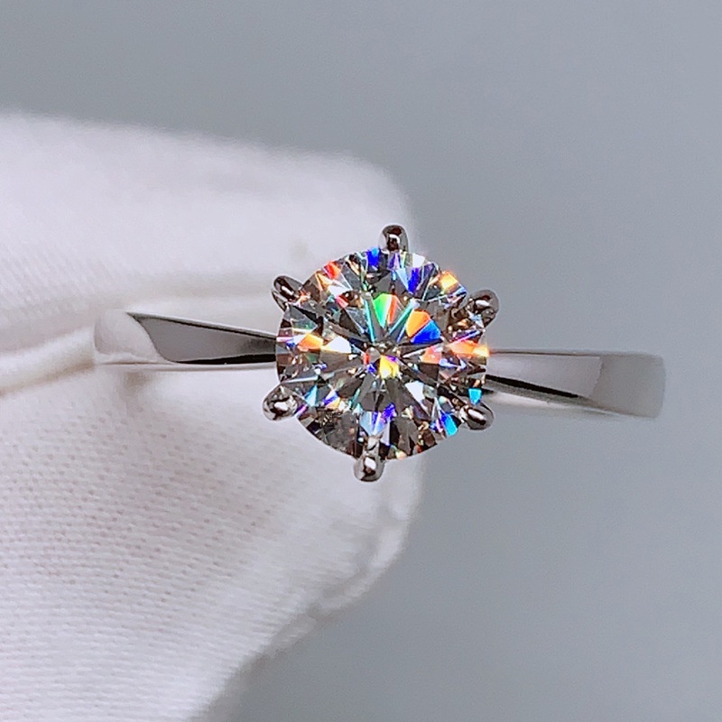 Cincin 925 Silver Cubic Zirconia Diamond Adjustable Gaya Klasik Untuk Pernikahan