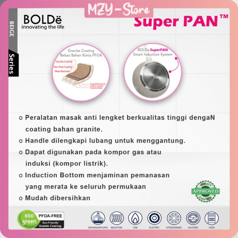 (FREE Silicon Spons) BOLDe Superpan Set Granite Series 3 Varian Super Pan Beige Purple Blackpink