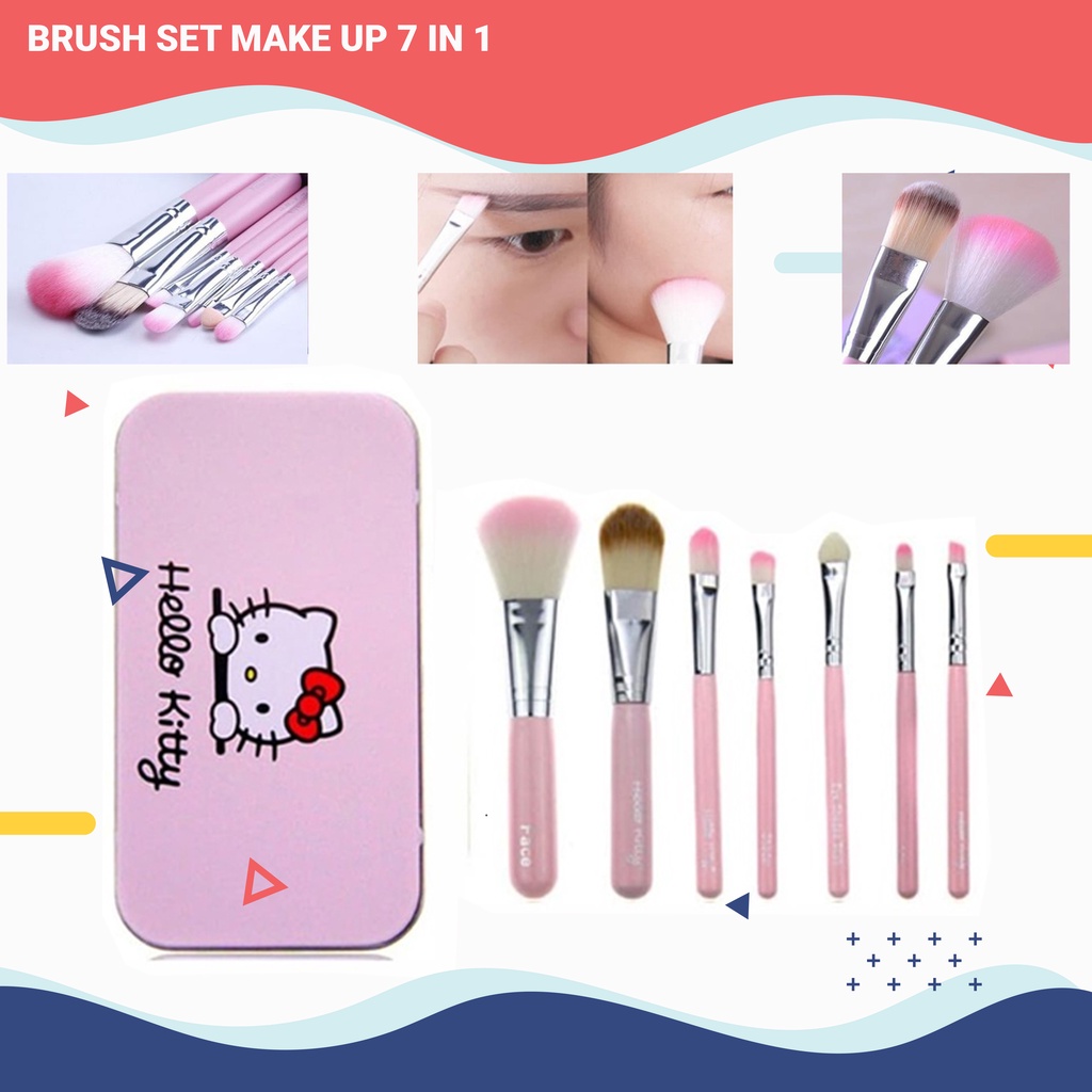 BRUSHSET MAKE UP BRUSH KUAS TABUNG HELLO KITTY 7in1 Makeup Kosmetik - HELLO KITTY BRUSH KIT ORIGINAL